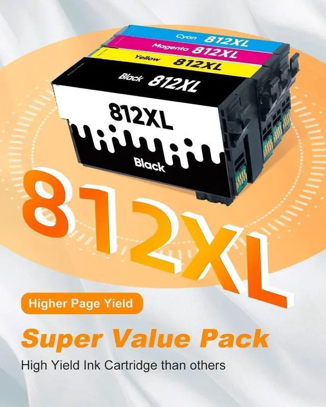 Alt view image 4 of 6 - 812XL Ink Cartridge Epson Remanufactured Replacement for Epson 812 812XL Ink Cartridges Combo Pack for Epson 812 XL T812XL Work for Workforce Pro WF-7840 WF-7820 WF-7310 EC-C7000 Printer4 Pack