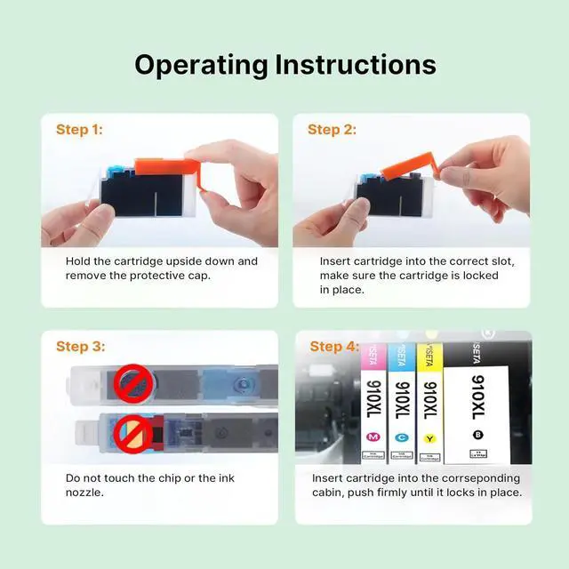 Alt view image 3 of 7 - 910XL Ink Cartridges for HP Printers (4-pack) High-Yield Black Cyan Magenta Yellow Replacement for HP 910XL Ink Cartridges Combo Pack Work for OfficeJet 8010 8020 Series, Pro 8020, 8030 Series 3JB41AN