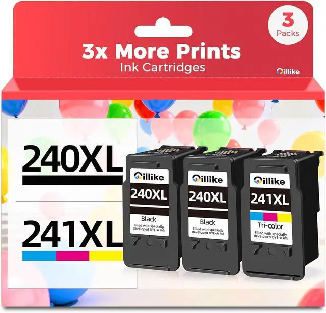 Main image of 240XL 241XL Ink Cartridges 3 Pack Compatible Replacement for Canon PG-240 CL-241 XL pg240 cl241 Combo to MG3620 MG3600 MG3520 TS5120 MG2120 MX472 MX452 MX512 MX532 Printer (2 Black,1 Color)