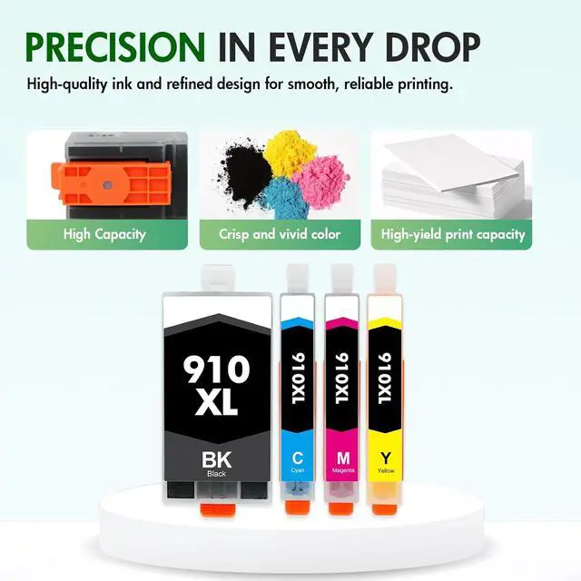 Alt view image 6 of 7 - 910XL 910 Ink Cartridges Combo Pack Compatible for HP Printer 910 XL 910XL/910 Black and Color Multipack for OfficeJet Pro Series 8020 8015 8025 8010 8018 8022 8028 8030 8035