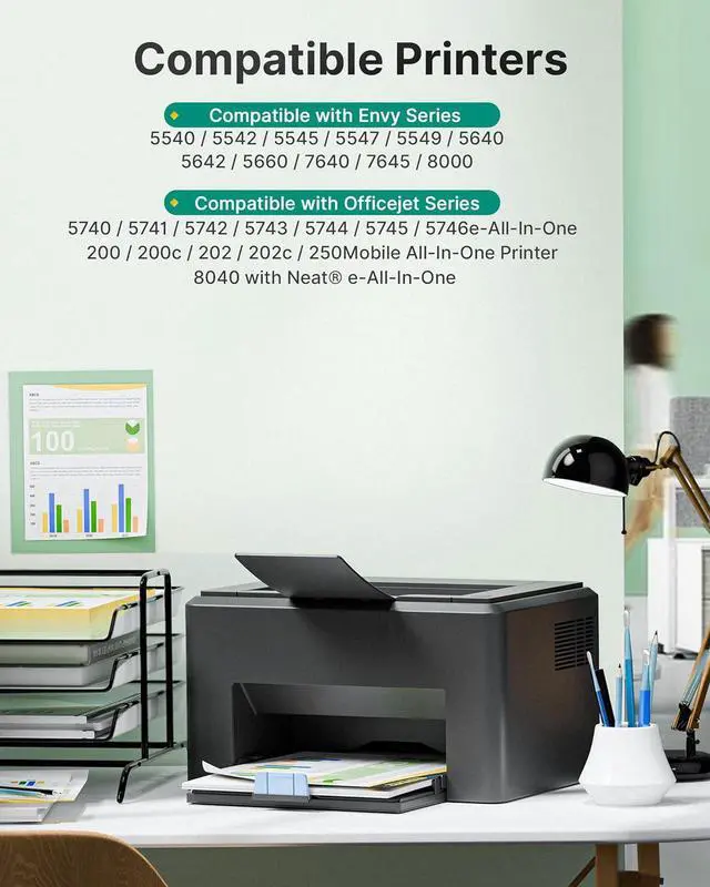 Alt view image 2 of 7 - 62XL Ink Cartridges (2 Black) Replacement for HP 62 Black Ink Cartridge 62XL High Yield Works with HP Envy 5540 5544 5545 5642 5660 5664 7640 7645 OfficeJet 200 250 258 5740 5745 5746 Series | C2P05AN