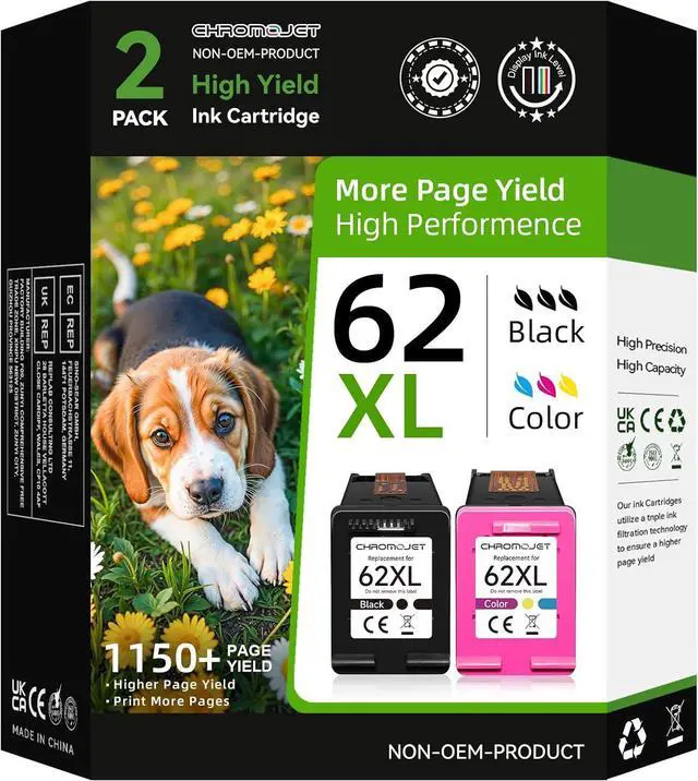 Main image of 62xl Ink Cartridges Black and Color Compatible for HP 62XL Ink Cartridge Combo Pack for HP Ink 62 fit for Envy 7640 7645 5660 5540 5640 7644 OfficeJet 250 258 5740 5741 8040 200 Printer