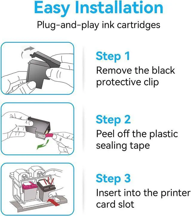 Alt view image 6 of 7 - 68XL Ink Cartridge High Yield Compatible for HP 68 Ink Cartridges Black/Color Combo Pack Replacement for HP 68e Compatible for HP Envy 6155e, 6500e, 6552e, 6555e, 6558e, 6100e, 6152e Printer