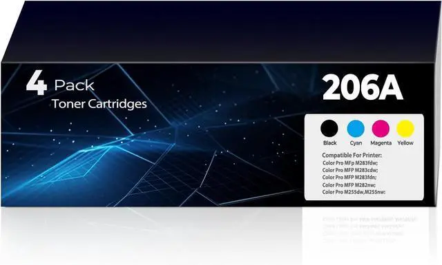 Main image of 206A Toner Cartridges 4 Pack Pro MFP M283fdw M283cdw Compatible with HP 206A 206X HP206A W2110A Toner Cartridges Set(with Chip) for Color Laserjet Pro MFP M283cdw M283fdw M255dw M255nw Printer