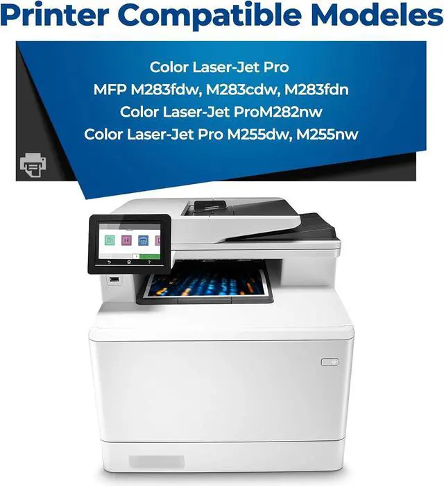 Alt view image 2 of 7 - 206A Toner Cartridges 4 Pack Pro MFP M283fdw M283cdw Compatible with HP 206A 206X HP206A W2110A Toner Cartridges Set(with Chip) for Color Laserjet Pro MFP M283cdw M283fdw M255dw M255nw Printer