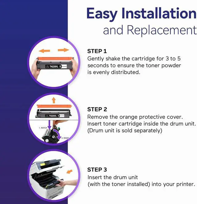Alt view image 6 of 7 - TN229XL Toner Cartridge Replacement for Brother TN229 TN229XL Toner Compatible with Brother MFC-L3780CDW HL-L3280CDW MFC-L3720CDW HL-L3220CDW HL-L3300CDW, High Yield 4-Pack (BK/C/M/Y)