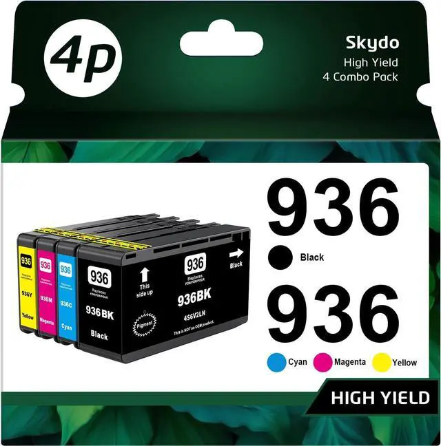 Main image of 936XL 936 Ink Cartridges Combo Pack Replacement for HP Ink 936XL Black and 936 Color Work with HP OfficeJet Pro 9120 Series 9720 9730 9110 9120 9130 9110b 9120b 9130b Printers | with Chip - 4 Pack