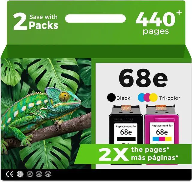 Main image of 68XL Ink Cartridges Black Color Combo Pack for HP 68 XL 68e Printers 6155e 6555e Replacement for HP68XL HP68 for Envy 6152e 6552e 6558e 6110e 6500e 6520 6520e 6530e 6531e 6532e 6165e 6110e 6110r 6120e