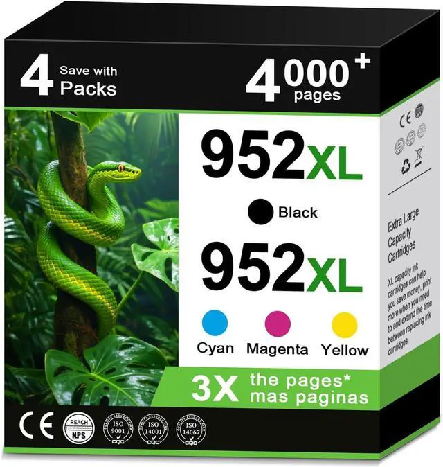 Main image of 952XL Ink Cartridges Combo Pack for HP 952 XL Black Color Compatible for Printer 7740 8710 HP952 HP952XL OfficeJet 8720 8715 8210 8740 8702 8725 7720 8730 8700 8200 8216 8714 8745 Cyan Magenta Yellow