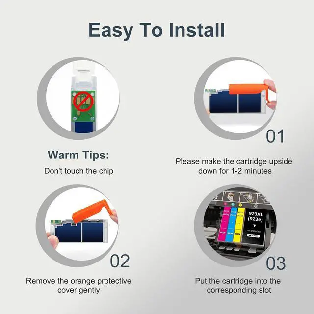 Alt view image 6 of 7 - 923XL 923e 923 Ink Cartridges Replacement for HP 923XL Ink Cartridges for OfficeJet Pro 8130e 8132e 8135e 8138e 8139e 8120 8120e 8125 8130 8135 Printer, 4 Pack, Black Cyan Magenta Yellow