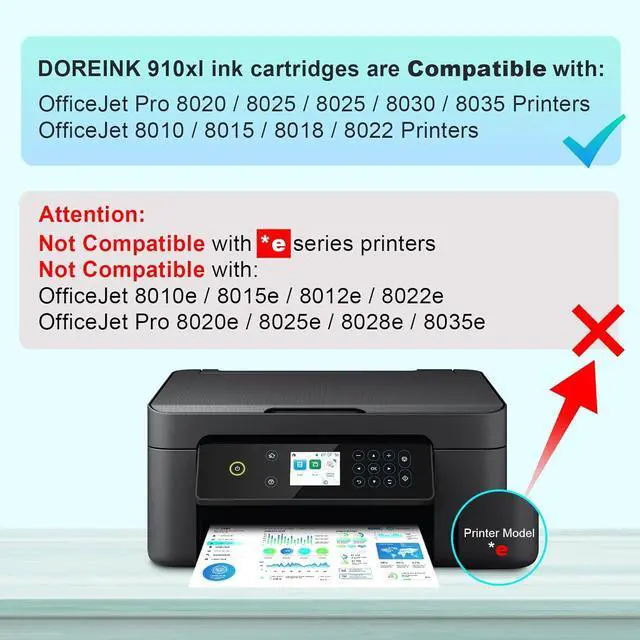 Alt view image 3 of 7 - 910 910XL Ink Cartridges Replacement for HP 910XL Ink Cartridges Combo Pack for HP 910 Ink Black and Color Cartridges Work for HP OfficeJet Pro 8015 8025 8028 8020 8034 8010 Printers 4 Pack