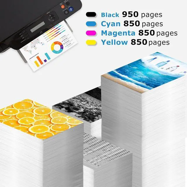 Alt view image 3 of 6 - 902XL Ink Cartridges Combo Pack for HP 902 XL Black Color Compatible for HP902 HP902XL OfficeJet 6978 6962 6968 6970 6958 6960 6975 6950 6954 6951 6956 6961 6963 6964 6966 Printer Cyan Magenta Yellow