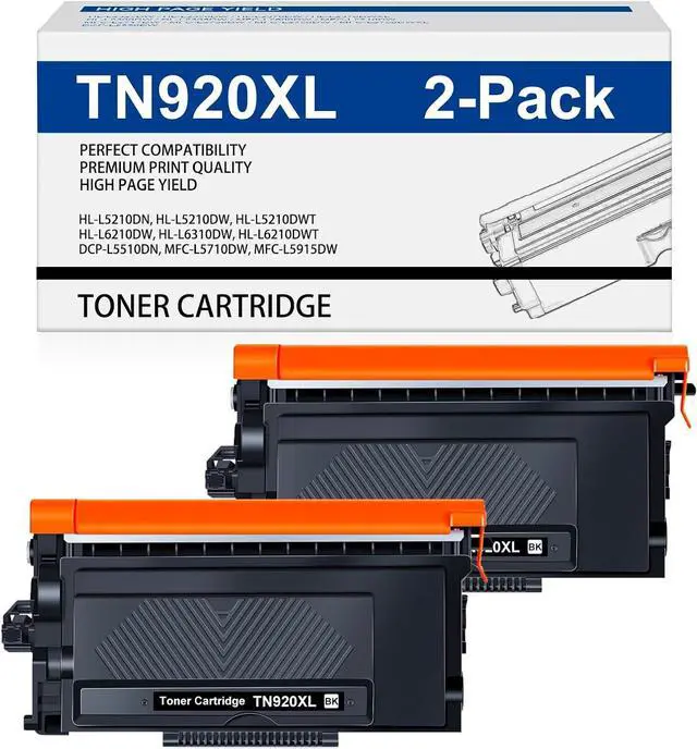 Main image of TN920XL Toner Cartridge Compatible for Brother TN920 TN-920XL TN920XXL HL-L6210DW Toner Cartridges for MFC-L5915DW HL-L6310DW HL-L5210DN HL-L5210DW HL-L5210DWT MFC-L5710DN(2Pack, Black)