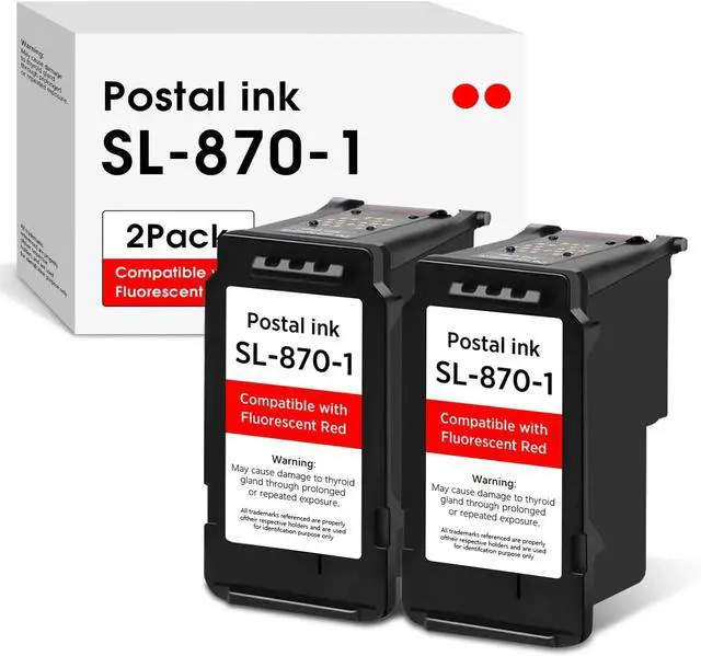 Main image of High Capacity SL-870-1 XXL Red Ink Cartridge Compatible with SL870-1 SL8701 XXL Fluorescent Red Ink Replacement for Pitney Bowes SendPro Mailstation Postage Meter (CSD1) 2-Pack (2×16ML)
