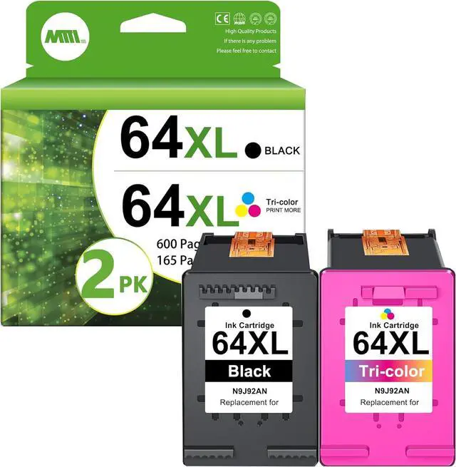 Main image of 64XL Ink Cartridge (Black and Color 2-Pack) Replacement for HP 64 XL 64 Ink Cartridges Fits for Envy Photo 7858 7855 7155 7864 7158 6252 6255 Tango Printer Combo Pack