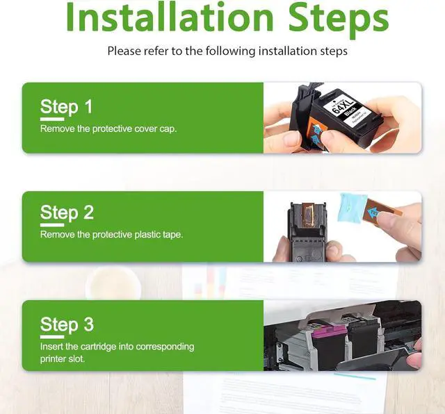 Alt view image 6 of 7 - 64XL Ink Cartridge (Black and Color 2-Pack) Replacement for HP 64 XL 64 Ink Cartridges Fits for Envy Photo 7858 7855 7155 7864 7158 6252 6255 Tango Printer Combo Pack