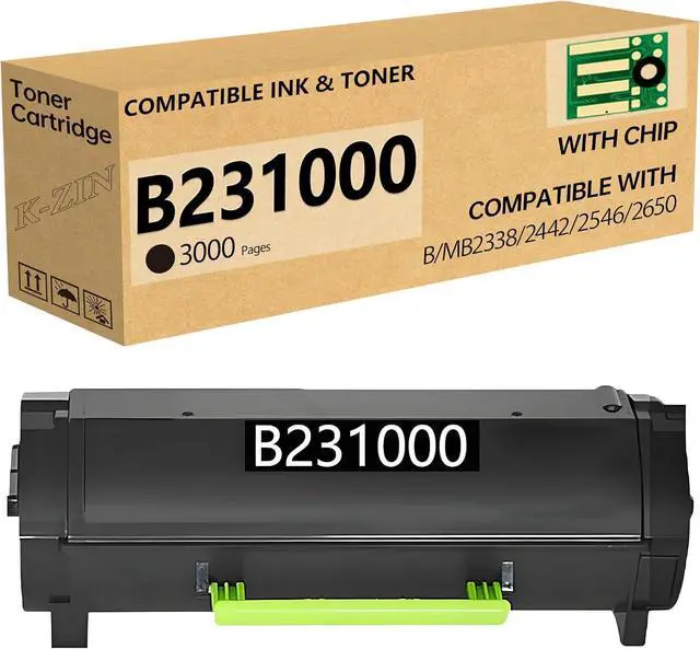 Main image of K-ZIN B231000 B2338 Black Toner Cartridge(with Chip)Compatible with Lexmark B231000 B241H00 Toner Cartridge for Lexmark B2338 MB2338 B2442 B2546 B2650 MB2442 MB2546 MB2650 Printer (Black, 3000 Pages)