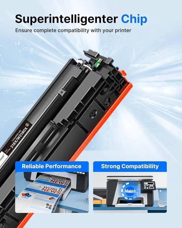 Alt view image 4 of 5 - GPC Image 218X 218A Toner Cartridges 4 Pack (with CHIP) 3301fdw 3201dw Replacement for HP 218X 218A Toner Cartridges High Yield for HP Color Laserjet Pro 3301fdw 3201dw MFP 3301cdw 3301sdw (B/C/Y/M)