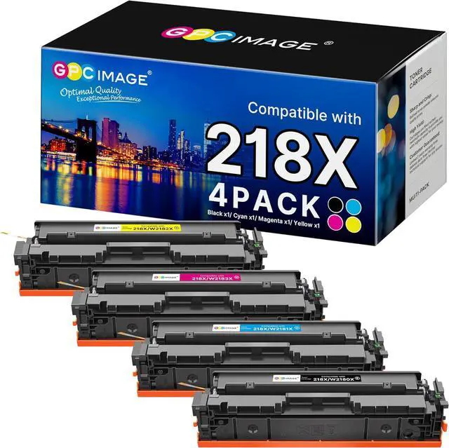 Main image of GPC Image 218X 218A Toner Cartridges 4 Pack (with CHIP) 3301fdw 3201dw Replacement for HP 218X 218A Toner Cartridges High Yield for HP Color Laserjet Pro 3301fdw 3201dw MFP 3301cdw 3301sdw (B/C/Y/M)