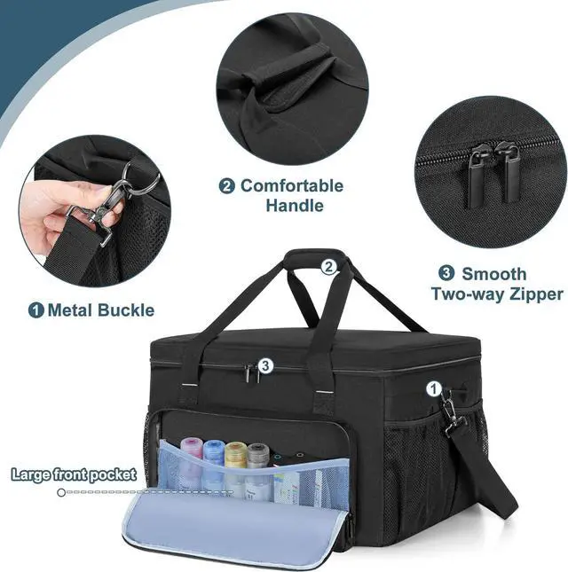 Alt view image 3 of 7 - Yarwo Printer Carrying Case Compatible with HP OfficeJet Pro/DeskJet/Smart-Tank, Padded Office Printer Storage Bag with Base Board and Dividers for Ink, Paper and Office Supplies (BAG ONLY)