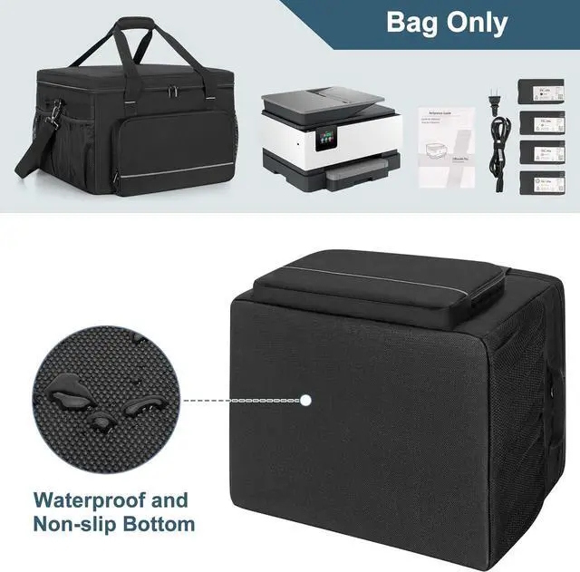 Alt view image 4 of 7 - Yarwo Printer Carrying Case Compatible with HP OfficeJet Pro/DeskJet/Smart-Tank, Padded Office Printer Storage Bag with Base Board and Dividers for Ink, Paper and Office Supplies (BAG ONLY)