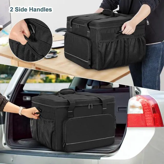 Alt view image 7 of 7 - Yarwo Printer Carrying Case Compatible with HP OfficeJet Pro/DeskJet/Smart-Tank, Padded Office Printer Storage Bag with Base Board and Dividers for Ink, Paper and Office Supplies (BAG ONLY)