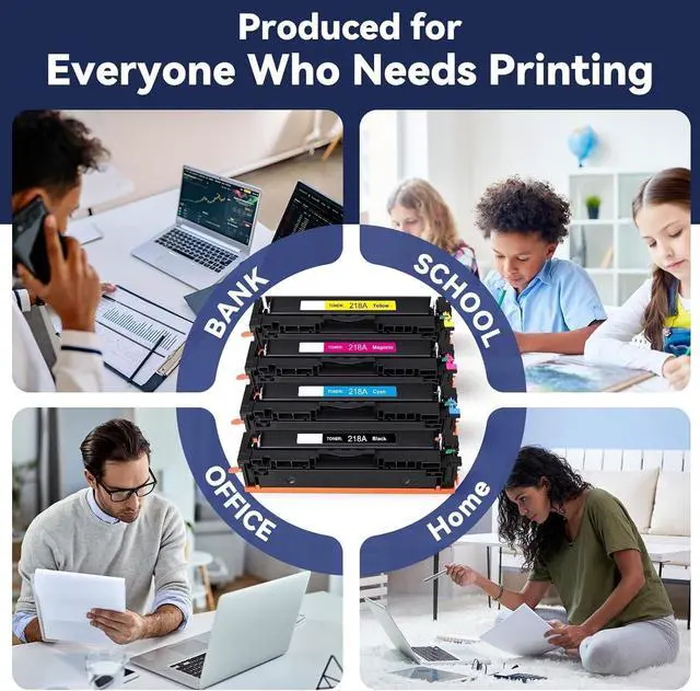 Alt view image 6 of 6 - 218A Toner Cartridge 4-Pack Compatible Replacement for W2180A W2181A W2182A W2183A, Works with HP ColorPro MFP 3201/3301 Series Printers, High Yield Ink for Office & Home