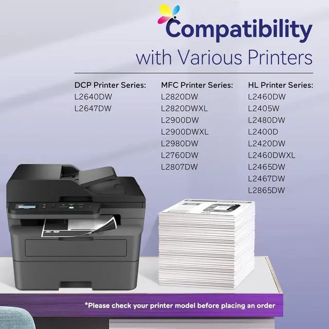 Alt view image 2 of 7 - TN830XL Toner Cartridge 4 Pack High Yield Compatible with Brother TN830 TN-830XL TN830XL/V/R for HL-L2460DW DCP-L2640DW MFC-L2820DW HL-L2405W HL-L2400D MFC-L2900DW Printers (Black)