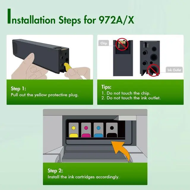 Alt view image 4 of 7 - 972A 972X Ink Cartridges Replacement for HP 972 A for HP Pagewide Pro MFP 477dw 577dw 477dn 452dn 552dn 552dw P55250dw 477 452 552 577 Printer High Yield (4 Pack, Black Cyan Yellow Magenta)