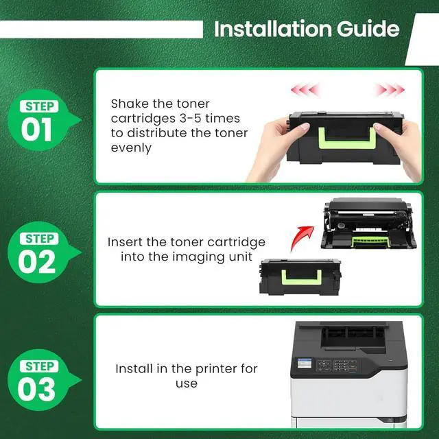 Alt view image 4 of 7 - 58D1000 Black Toner Cartridge 2-Pack Remanufactured 58D1000 Toner Replacement for Lexmark 58D1000 Toner for MS725 MS821 MS822 MS823 MS825 MS826 MX721 MX722 MX725 MX822 MX826 Printer Toner