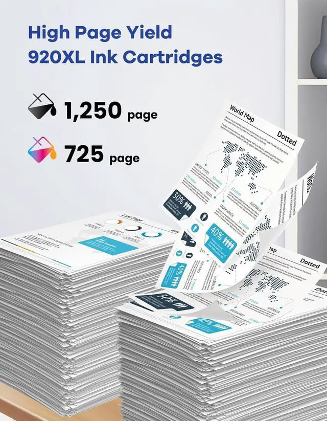 Alt view image 3 of 6 - 920 920XL Ink Cartridges Combo Pack High-Yield Replacement for HP 920 XL Ink Cartridges for Officejet 6500 6500A 6000 7000 7500 7500A E709 Printer Ink 4-Pack (Black, Cyan, Magenta, Yellow)
