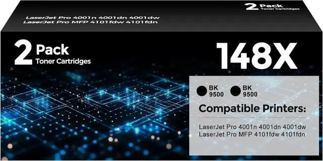 Main image of 148X Toner Cartridges 2 Pack (19000 Pages) Compatible with LaserJet Pro 4001 MFP 4101 Series for HP 148X 148A W1480X High Yield Toner Work for Pro 4001dw 4001dn 4001n MFP 4101fdw 4101fdn Printer