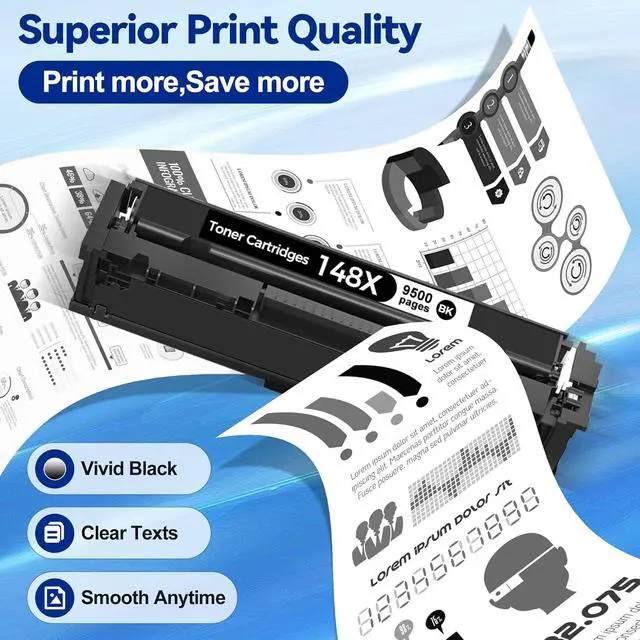 Alt view image 4 of 7 - 148X Toner Cartridges 2 Pack (19000 Pages) Compatible with LaserJet Pro 4001 MFP 4101 Series for HP 148X 148A W1480X High Yield Toner Work for Pro 4001dw 4001dn 4001n MFP 4101fdw 4101fdn Printer