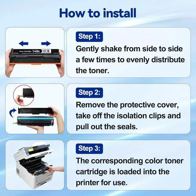 Alt view image 6 of 7 - 148X Toner Cartridges 2 Pack (19000 Pages) Compatible with LaserJet Pro 4001 MFP 4101 Series for HP 148X 148A W1480X High Yield Toner Work for Pro 4001dw 4001dn 4001n MFP 4101fdw 4101fdn Printer