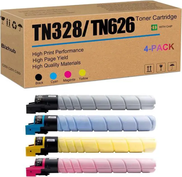 Main image of TN-328 TN-626 TN328 TN626 Toner Cartridge Use for Konica Minolta bizhub C250i C251i C300i C301i C360i C361i C450i C451i C550i C551i C650i C651i Printers (4 Pack)