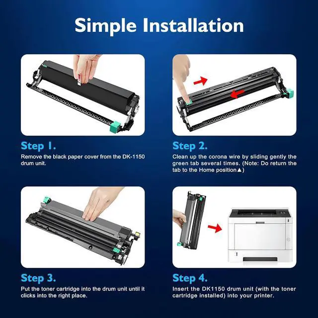 Alt view image 5 of 7 - Compatible DK1150 Drum Replacement for Kyocera DK-1150 DK1150 Drum Unit 302RV93140 TK1152 TK1162 TK1172 Drum for M2040dn M2540dw M2635dw M2640idw P2040dw P2235dw Printer (Black, 1 Pack)