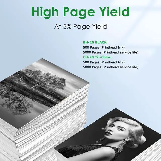 Alt view image 3 of 6 - BH-20 CH-20 Print Head Use for Canon PIXMA G7020 G6020 G5020 G4270 G3260 G3262 Printer for Canon BH20 CH20 Printhead Replacement | BH 20 Black(QY6-8026) CH 20 Color(QY6-8035) 2 Pack