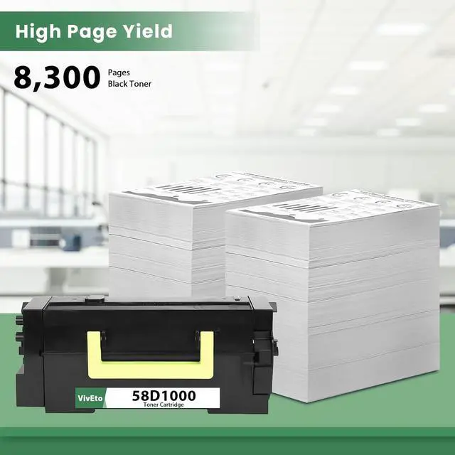 Alt view image 3 of 6 - 58D1000 Black Toner Cartridge (with New Chip) Repalcement for Lexmark 58D1000 Toner Cartridge for MS725 MS821 MS822 MS823 MS824 MS825 MX721 MX722 Laser Printers, 1 Pack 58D1000 Ink Kit