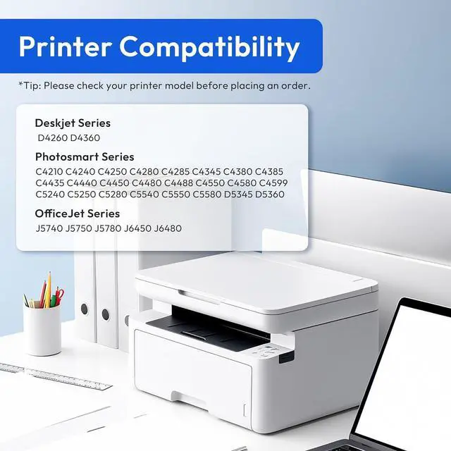 Alt view image 2 of 6 - 74 75 Ink Cartridges Combo Pack Replacement for HP 74 75 Ink Cartridge for Photosmart C4280 C4250 DeskJet D4260 D4280 OfficeJet J5780 J6480 Printer Ink 74/75, 1 Black CB335WN, 1 Tri-Color CB338WN