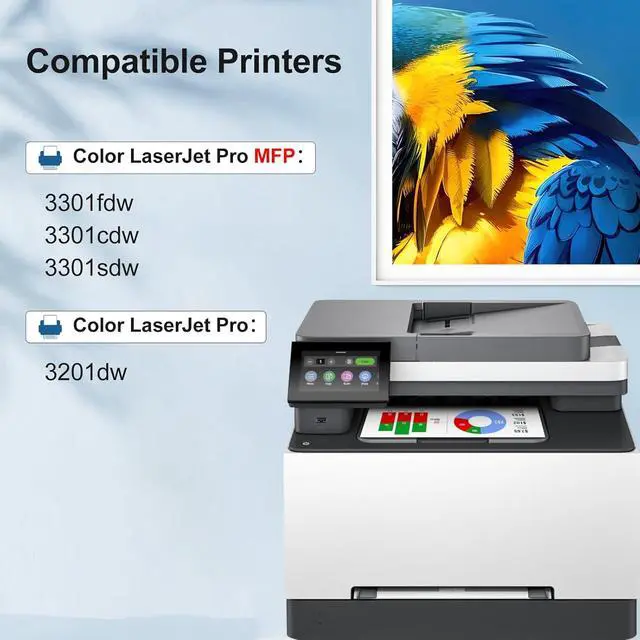 Alt view image 3 of 7 - 218A 218X Toner Replacement for HP 218A Toner Cartridges 4 Pack - W2180A 218X W2180X for 3301FDW Toner High Yield to use with HP Color Laserjet Pro MFP 3301FDW 3301CDW 3301SDW| 3201DW, NO CHIP(4 Pack)