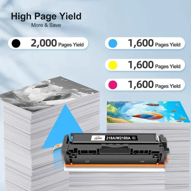 Alt view image 4 of 7 - 218A 218X Toner Replacement for HP 218A Toner Cartridges 4 Pack - W2180A 218X W2180X for 3301FDW Toner High Yield to use with HP Color Laserjet Pro MFP 3301FDW 3301CDW 3301SDW| 3201DW, NO CHIP(4 Pack)