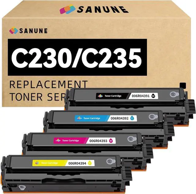 Main image of C230 C235 High Yield Toner Cartridge with Chip Replacement for Xerox 006R04391 006R04392 006R04393 006R04394 Black Cyan Magenta Yellow for Xerox C230 C230/DNI C235 C235/DNI Printer Ink (4 Pack)