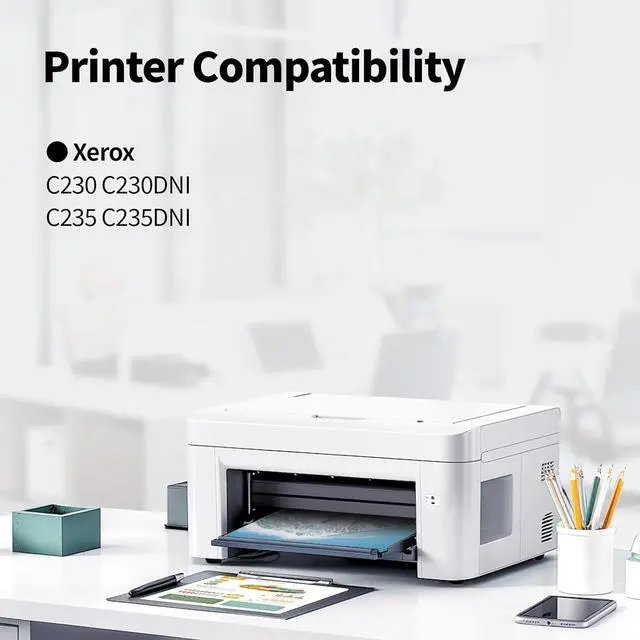Alt view image 2 of 6 - C230 C235 High Yield Toner Cartridge with Chip Replacement for Xerox 006R04391 006R04392 006R04393 006R04394 Black Cyan Magenta Yellow for Xerox C230 C230/DNI C235 C235/DNI Printer Ink (4 Pack)