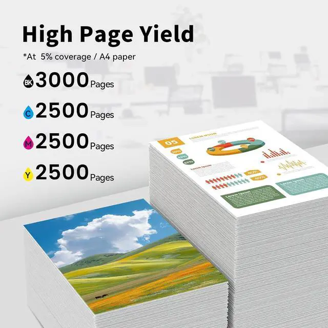 Alt view image 3 of 6 - C230 C235 High Yield Toner Cartridge with Chip Replacement for Xerox 006R04391 006R04392 006R04393 006R04394 Black Cyan Magenta Yellow for Xerox C230 C230/DNI C235 C235/DNI Printer Ink (4 Pack)