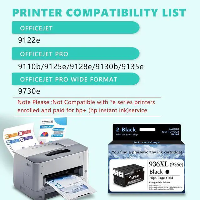 Alt view image 2 of 5 - 936e 936XL Black Ink Cartridge (with Chip) Replacement for HP 936e 936 Compatible with HP OfficeJet Pro 9125e 9135e 9128e 9122e 9110b 9130b 9730e 9730 Printers (2Black)