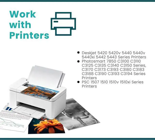 Alt view image 4 of 7 - 92 93 Ink Cartridges Replacement for HP 92 93 Ink Combo Pack C9362WN C9361WN for Deskjet 5420 5440 5442 Photosmart 7850 C3100 C3140 C3180 PSC 1507 1510 Series Printers 92XL 93XL Ink, Standard Capacity