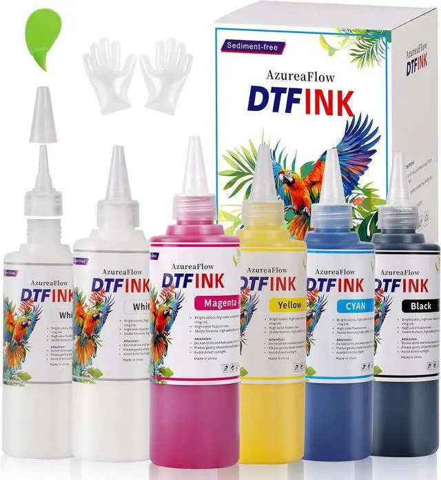 Main image of 1500ML No Sediment DTF InkDTF Transfer Ink for PET Film, with Pointed SpoutAnti Clogging Heat Transfer Ink for Epson ET-8550, L1800, L800, R2400, P400, P800, XP15000 (250ml x 6, CMYK Wh)