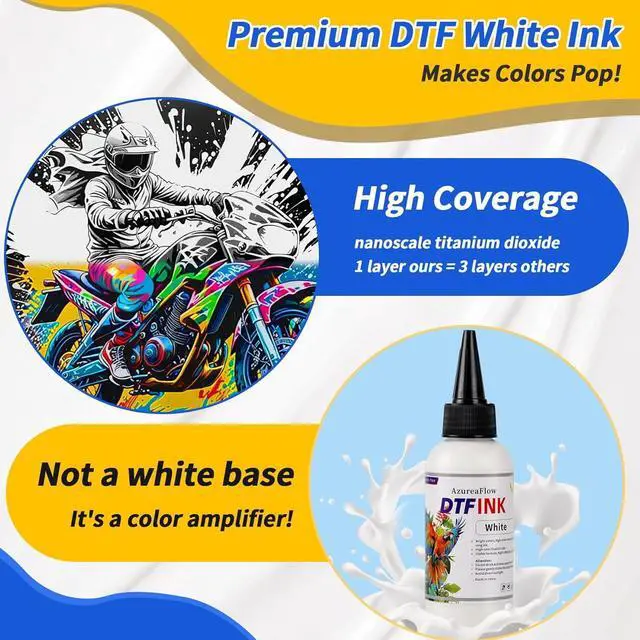 Alt view image 2 of 7 - 1500ML No Sediment DTF InkDTF Transfer Ink for PET Film, with Pointed SpoutAnti Clogging Heat Transfer Ink for Epson ET-8550, L1800, L800, R2400, P400, P800, XP15000 (250ml x 6, CMYK Wh)