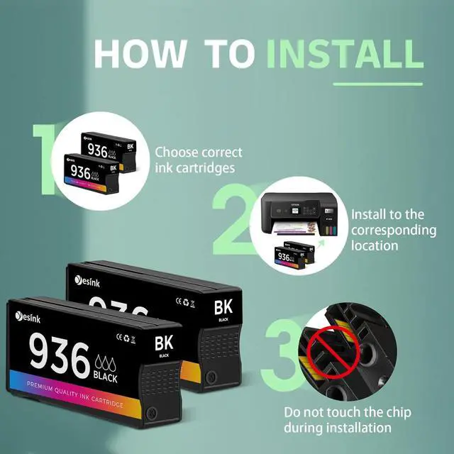 Alt view image 2 of 6 - 936 936xl 936 XL Black Ink Cartridges 2 Black Replacement for HP 936 936 XL 936xl Ink Cartridges Works with OfficeJet 9120 OfficeJet Pro 9110 9120 9130