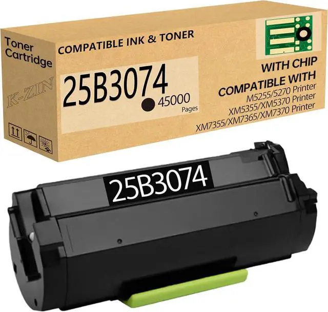 Main image of K-ZIN 25B3074 Black Toner Cartridge(with Chip) Compatible with Lexmark 25B3074 Toner Cartridge for Lexmark M5255 M5270 XM5355 XM5370 XM7355 XM7365 XM7370 Laser Printer(Black, 45000 Pages)